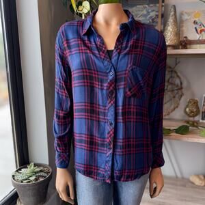 Rails Hunter Plaid Shirt Raspberry Royal Black Blue Red Button Down Soft Medium